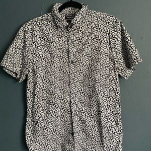 Express Men’s Navy Floral Short-sleeve Button Down